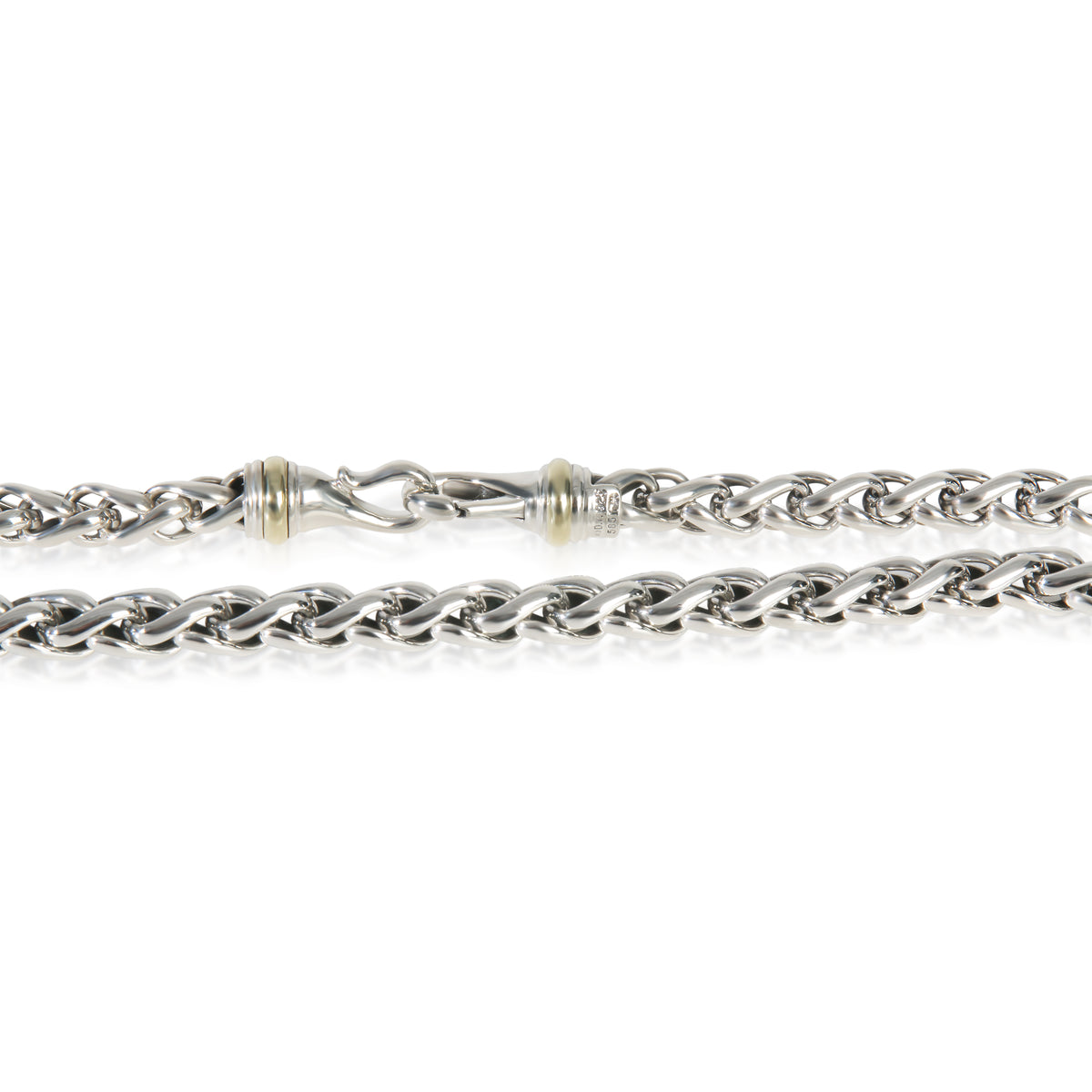 Yellow Gold & Sterling Silver  Wheat Chain Necklace