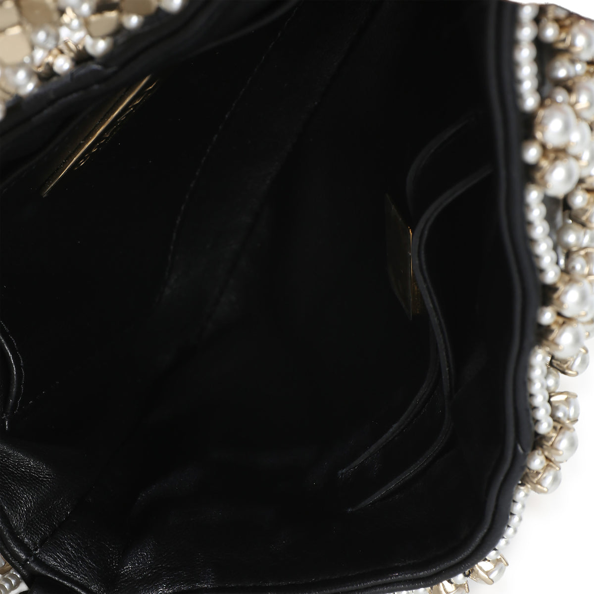 Chanel Black Gold Metal Pearl Embellished Mini Flap Bag Handbag ad1