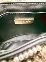 Chanel Black Gold Metal Pearl Embellished Mini Flap Bag Handbag ad3
