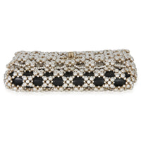 Chanel Black Gold Metal Pearl Embellished Mini Flap Bag Handbag stamp