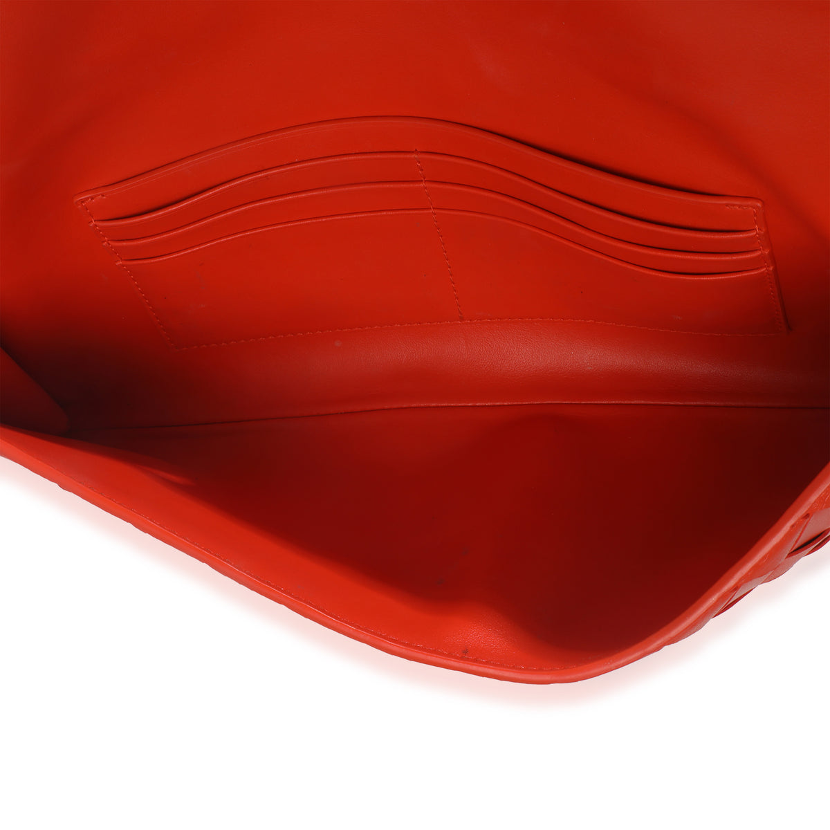 Bottega Veneta Cherry Tomato Nappa Intrecciato Long Andiamo Top Handle Clutch Handbag av