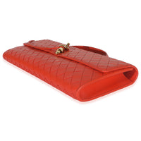 Bottega Veneta Cherry Tomato Nappa Intrecciato Long Andiamo Top Handle Clutch Handbag box
