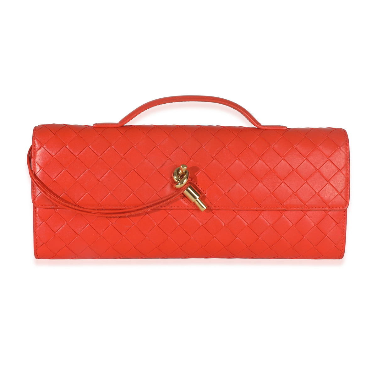 Cherry Tomato Nappa Intrecciato Long Andiamo Top Handle Clutch