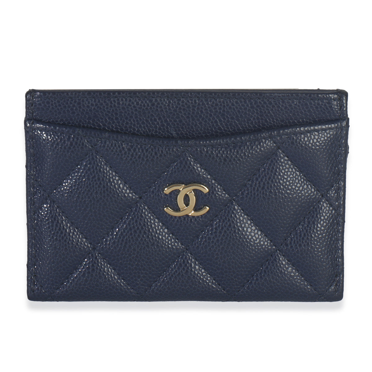 Navy Quilted Caviar Classic Card Case