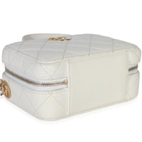 Chanel White Quilted Caviar Twist Your Buttons Handbag Clutch with Chain Handbag box