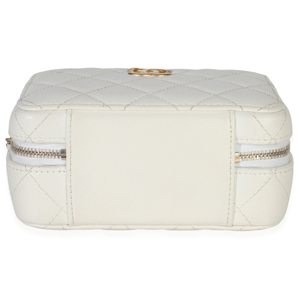 Chanel White Quilted Caviar Twist Your Buttons Handbag Clutch with Chain Handbag stamp