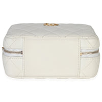 Chanel White Quilted Caviar Twist Your Buttons Handbag Clutch with Chain Handbag stamp