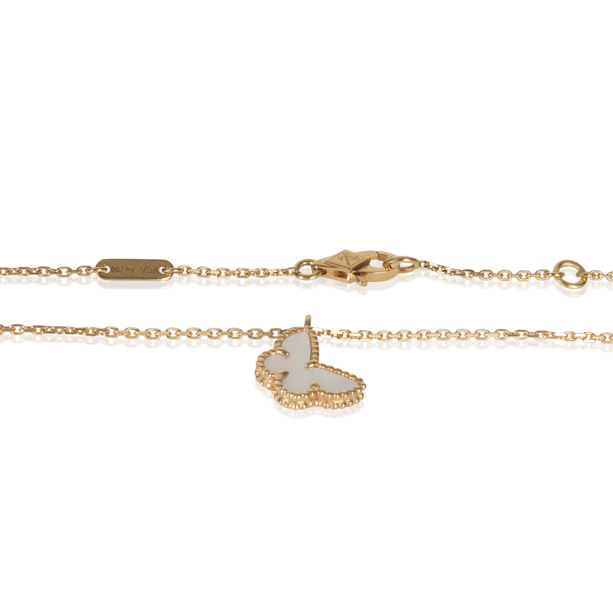 Yellow Gold Mother Of Pearl Sweet Butterflies Pendant