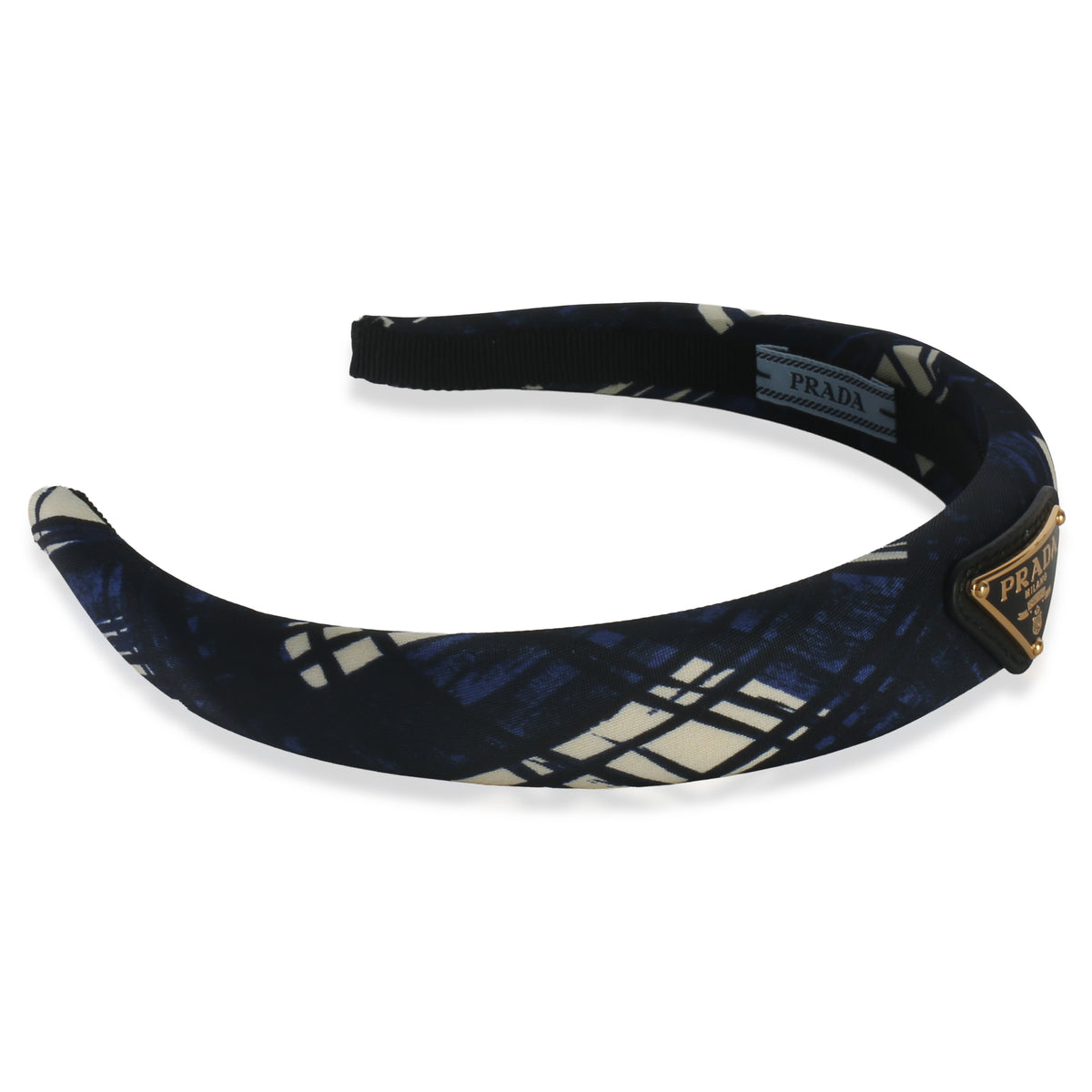 Prada Navy Printed Re Nylon Logo Headband sv