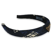Prada Navy Printed Re Nylon Logo Headband sv