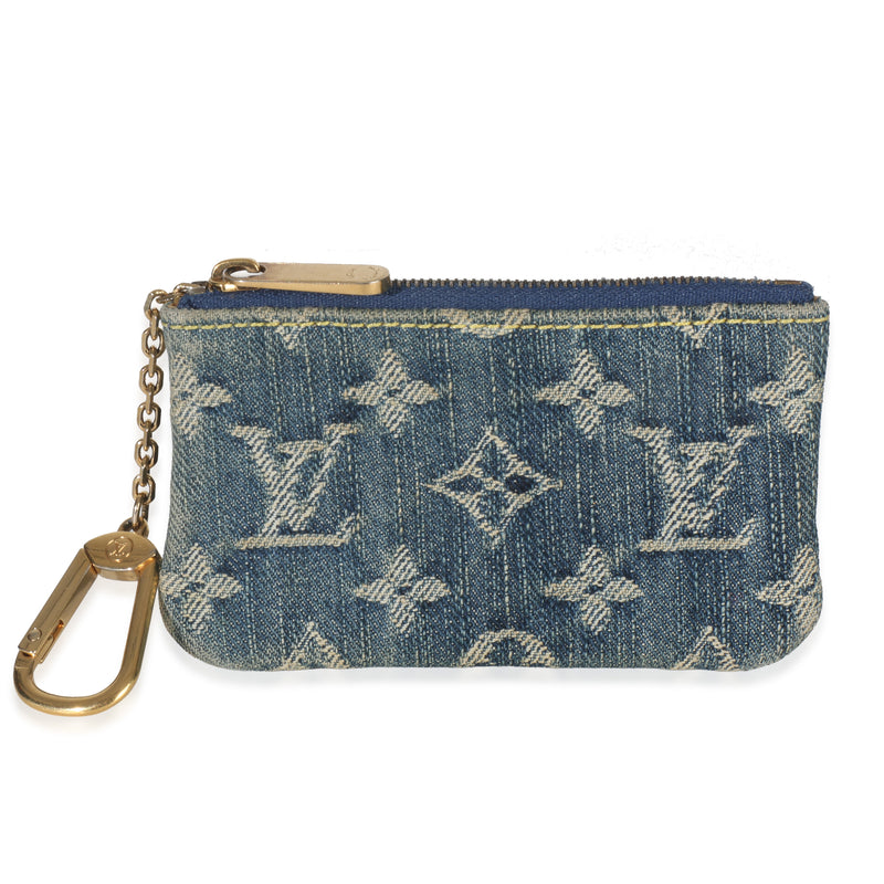 Blue Monogram Denim Pochette Cles Key Pouch