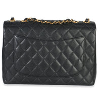 Vintage 24K Black Quilted Caviar Jumbo Single Flap Bag