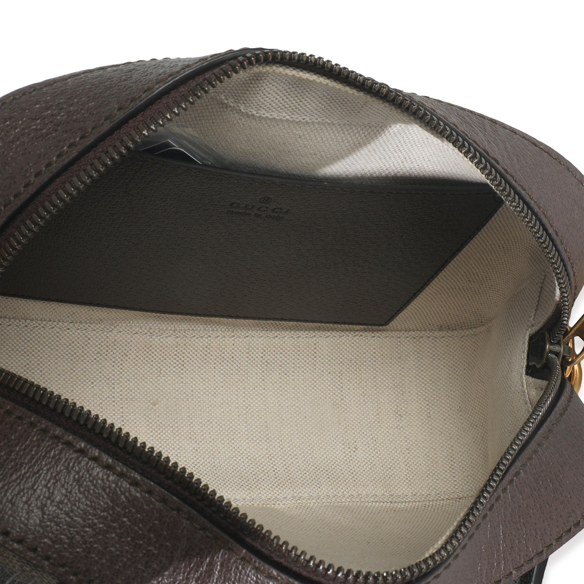 Beige GG Supreme Canvas Dollar Calfskin Web Ophidia Small Crossbody