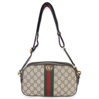 Beige GG Supreme Canvas Dollar Calfskin Web Ophidia Small Crossbody