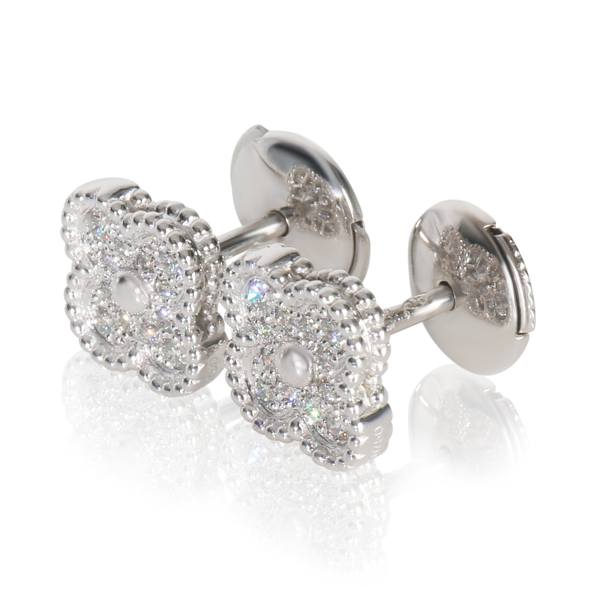 White Gold Diamond Sweet Alhambra Earrings