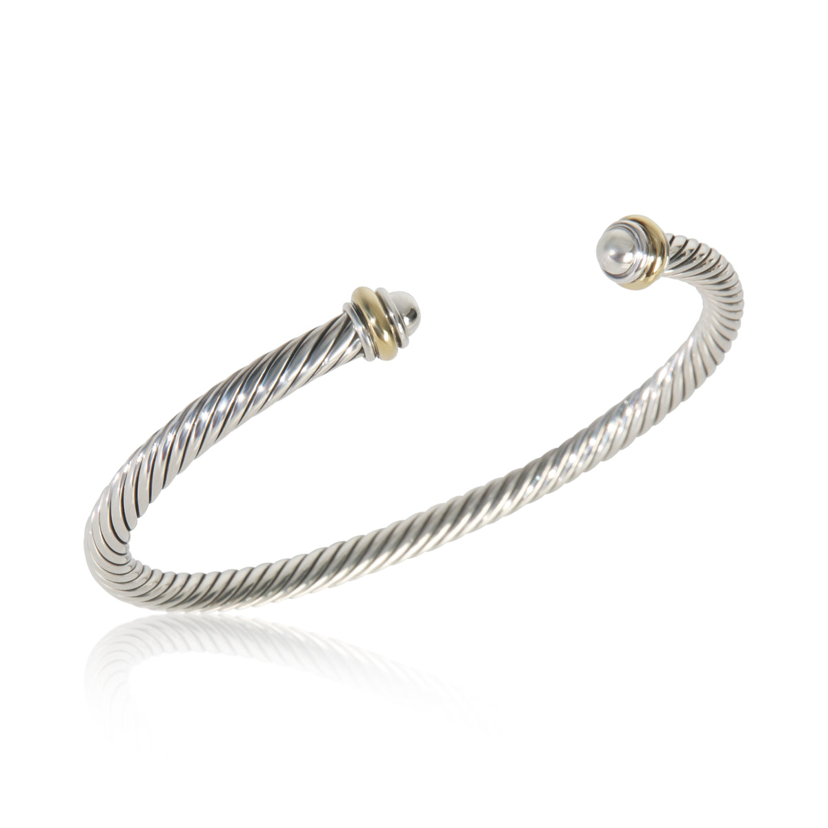 Yellow Gold & Sterling Silver  Cable Classic Bracelet