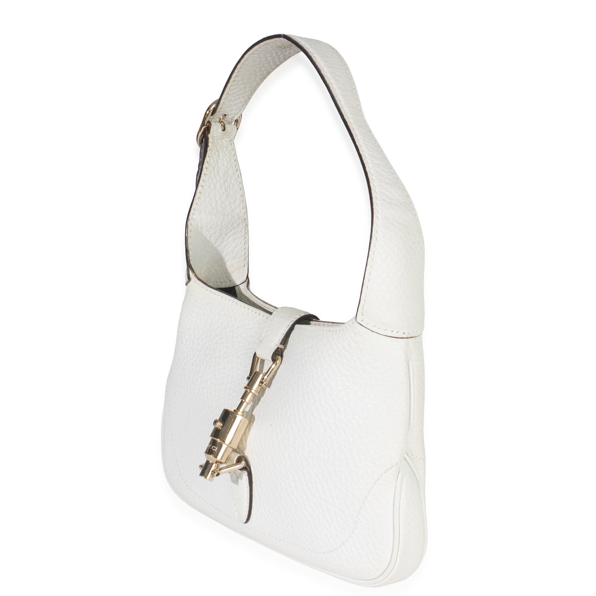 Gucci White Grained Leather Small Jackie Hobo Handbag sv