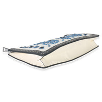 Prada White Black Saffiano Embroidered Eyelet Clutch Handbag clasp