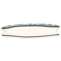 Prada White Black Saffiano Embroidered Eyelet Clutch Handbag stamp