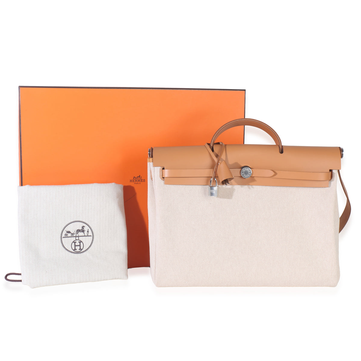 Hermès Ecru Beige Naturel Sable Toile Criss Viking Herbag Messenger 39 PHW Handbag ad1