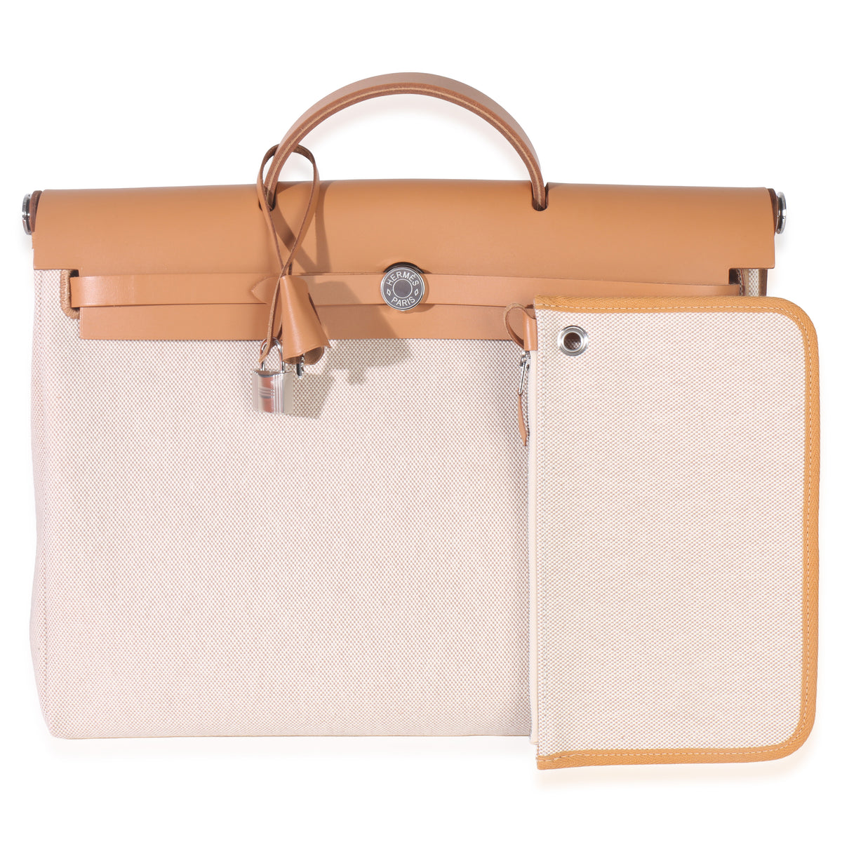 Hermès Ecru Beige Naturel Sable Toile Criss Viking Herbag Messenger 39 PHW Handbag ad2