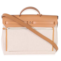 Hermès Ecru Beige Naturel Sable Toile Criss Viking Herbag Messenger 39 PHW Handbag bv