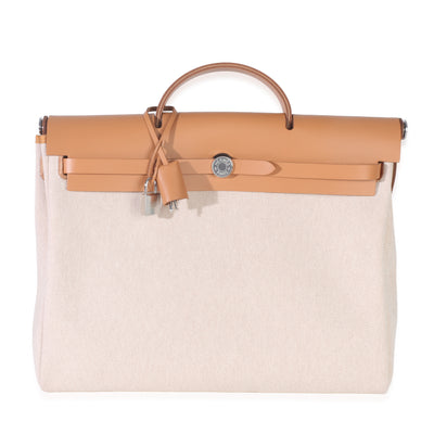 Hermès Ecru Beige Naturel Sable Toile Criss Viking Herbag Messenger 39 PHW Handbag fv