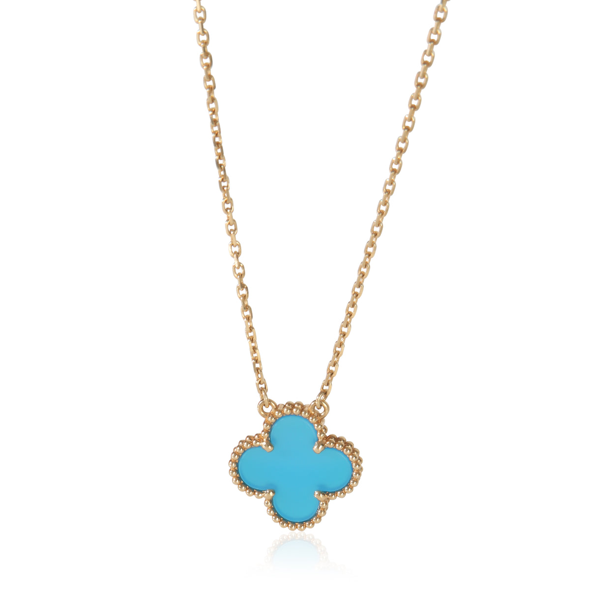 Yellow Gold Agate Vintage Alhambra Pendant