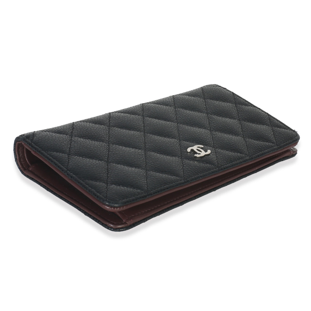 Chanel Black Quilted Caviar Yen Flap Wallet Wallet box