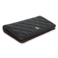 Chanel Black Quilted Caviar Yen Flap Wallet Wallet box