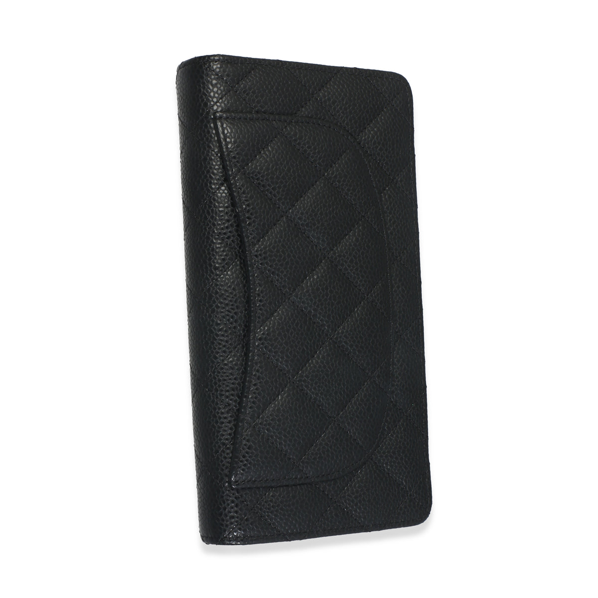 Chanel Black Quilted Caviar Yen Flap Wallet Wallet bv