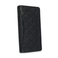 Chanel Black Quilted Caviar Yen Flap Wallet Wallet bv