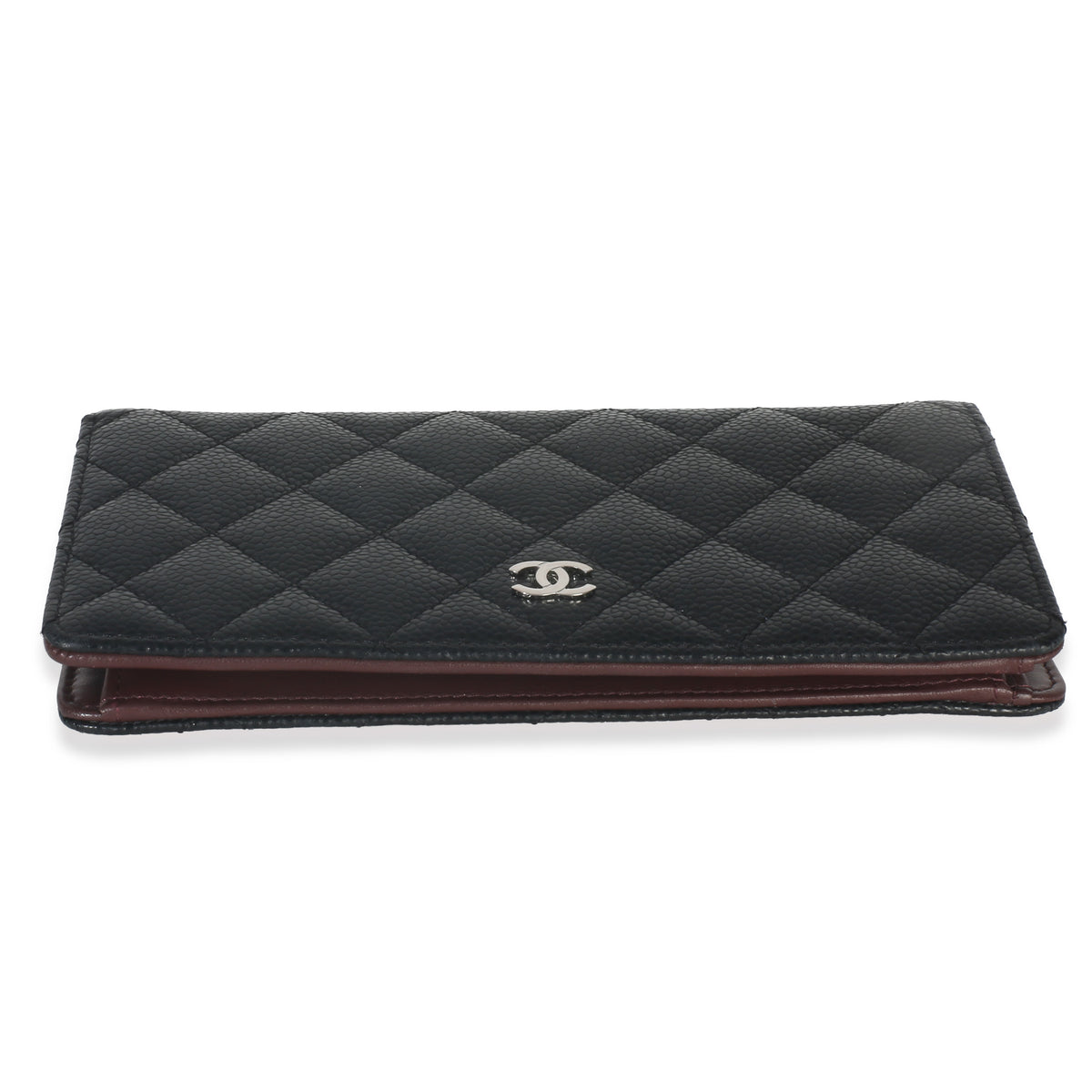 Chanel Black Quilted Caviar Yen Flap Wallet Wallet stamp