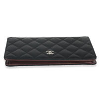 Chanel Black Quilted Caviar Yen Flap Wallet Wallet stamp