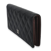Chanel Black Quilted Caviar Yen Flap Wallet Wallet sv