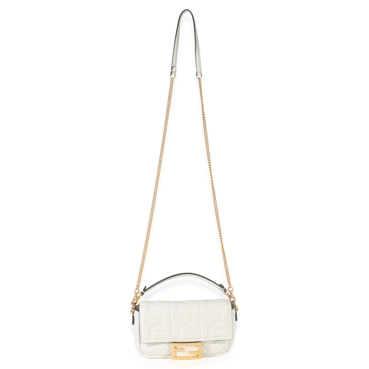 Fendi White Nappa FF 1974 Embossed Mini Baguette Bag Handbag av