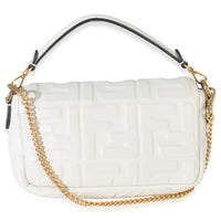 Fendi White Nappa FF 1974 Embossed Mini Baguette Bag Handbag bv