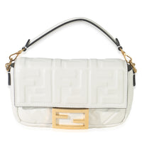 Fendi White Nappa FF 1974 Embossed Mini Baguette Bag Handbag fv
