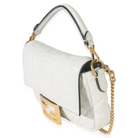 Fendi White Nappa FF 1974 Embossed Mini Baguette Bag Handbag sv