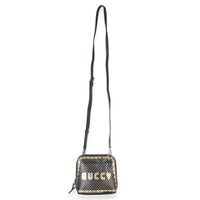 x SEGA Black Calfskin Guccy Stars Mini Dome Shoulder Bag
