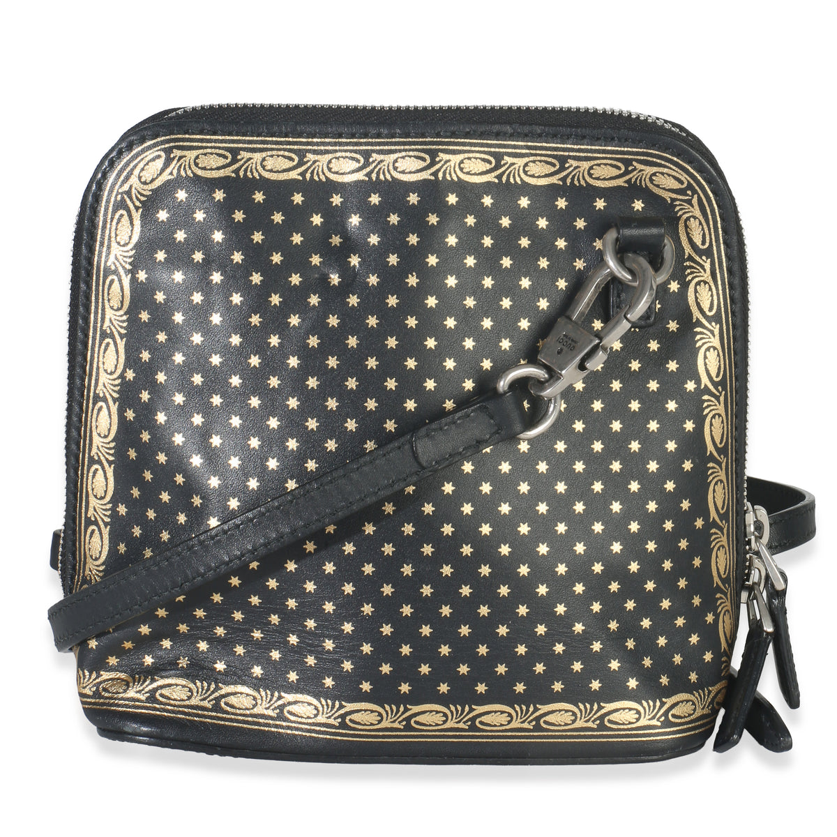 x SEGA Black Calfskin Guccy Stars Mini Dome Shoulder Bag
