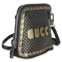 x SEGA Black Calfskin Guccy Stars Mini Dome Shoulder Bag