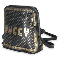 x SEGA Black Calfskin Guccy Stars Mini Dome Shoulder Bag