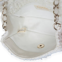White Quilted Tweed Small Flap Bag