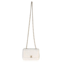 White Quilted Tweed Small Flap Bag