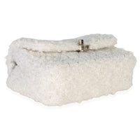 White Quilted Tweed Small Flap Bag