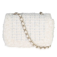 White Quilted Tweed Small Flap Bag