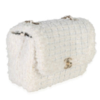 White Quilted Tweed Small Flap Bag