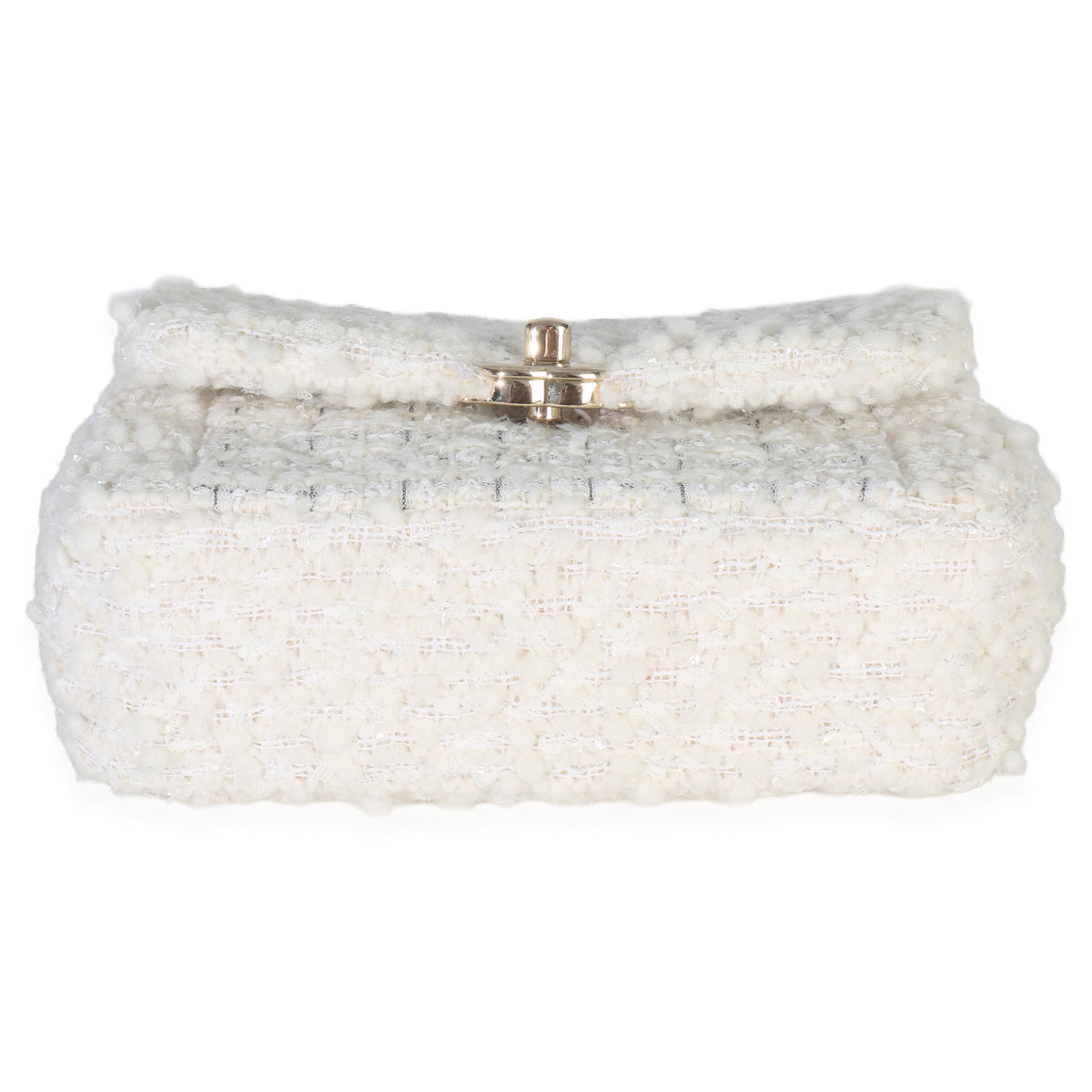 White Quilted Tweed Small Flap Bag