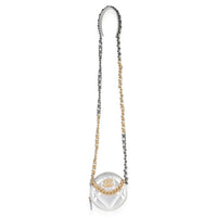 -Silver Quilted Lambskin Chanel 19 Round Pouch